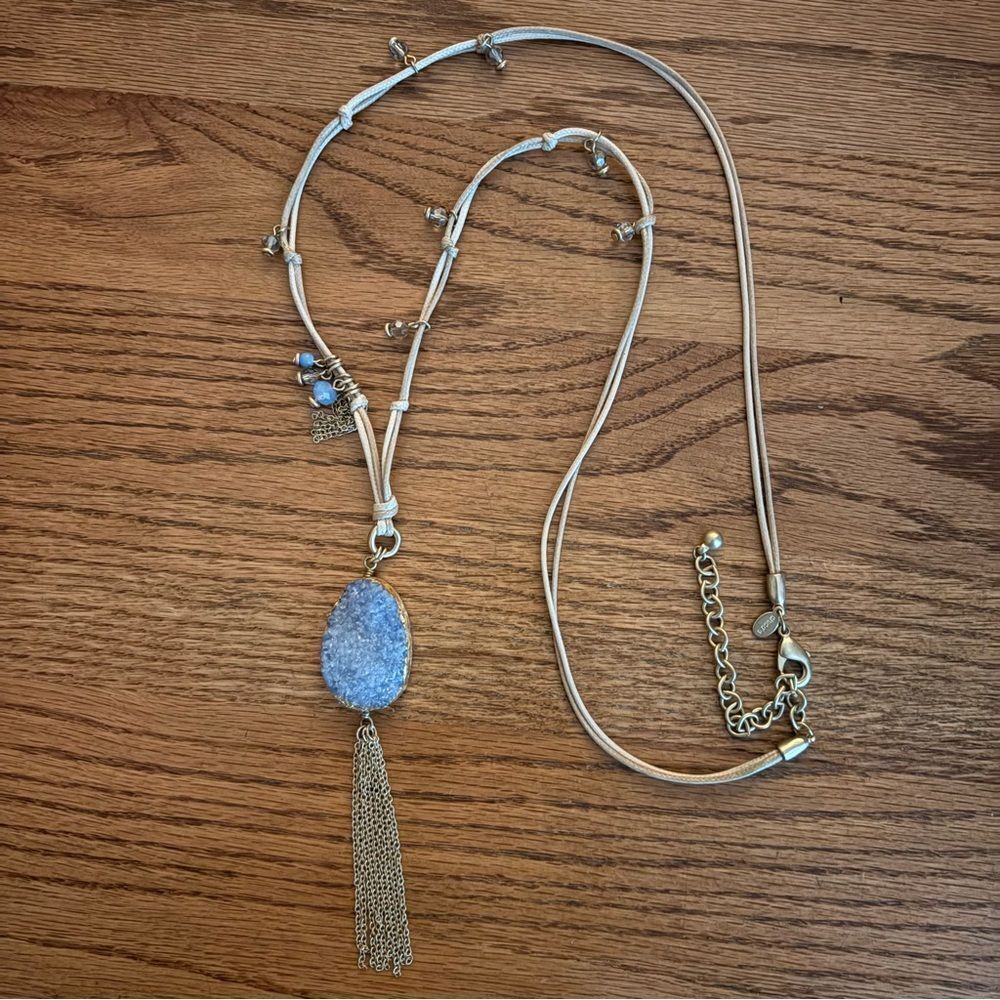 Chico’s | Lavender Faux Drusy Pendant Necklace | 44” Adjustable